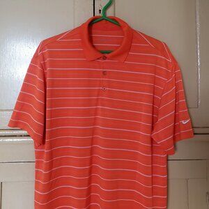 Nike polo golf men striped orange L